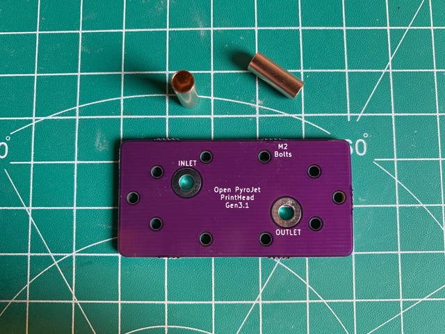 pcb with inlet, outlet and copper pipes