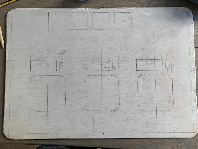 top plate with layout drawn on it