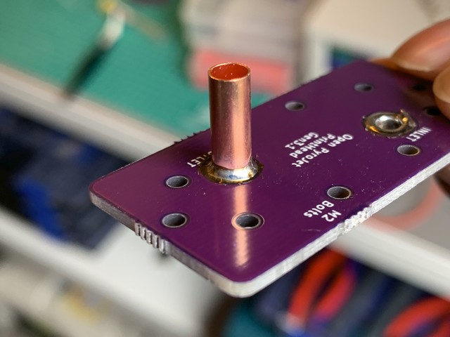 copper pipe on pcb with solder