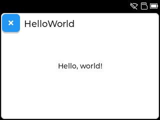 screenshot of an external Hello World app