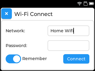 screenshot of the wifi connection app that connects to an SSID