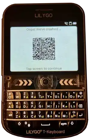 T-Deck device showing QR after crash